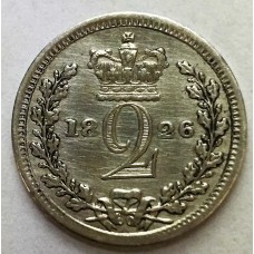 GREAT BRITAIN UK 1826 . TWO 2 PENCE COIN . ERROR . INCORRECT SPELLING